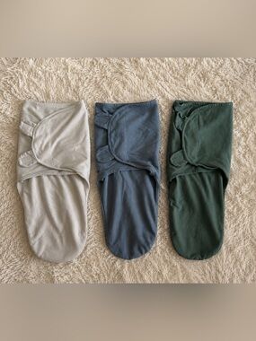 ComfyCubs Baby Swaddle Sack Set — Cream, Dusty Blue, Olive Green